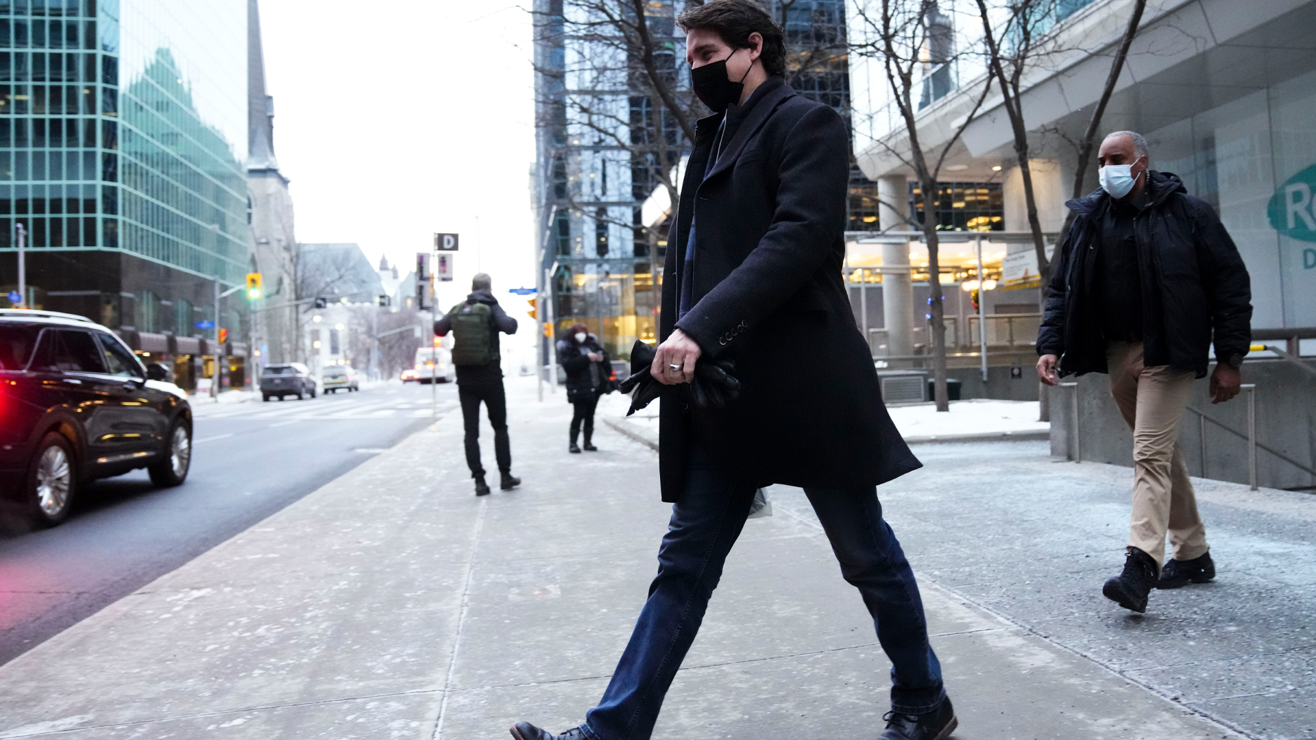 Prime Minister Justin Trudeau walks on an Ottawa street.