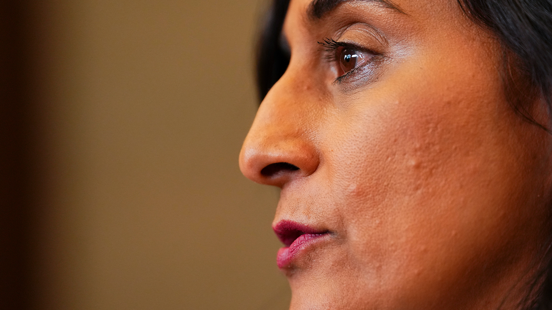 Un profil rapproché d’Anita Anand.